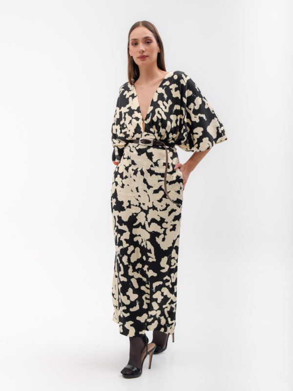 Liviana Conti | Printed cape sleeve dress