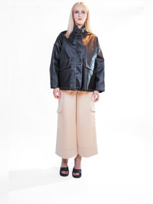 Beatrice B | Contrast stitch leather look jacket