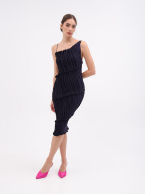 Daphne Valente | Spiral pleated tiered ruffle dress