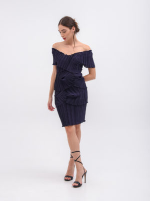 Daphne Valente | Column pleated layered ruffle dress