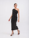 Daphne Valente | Arethusa foil pleated one shoulder gathered-detail dress - Image 4