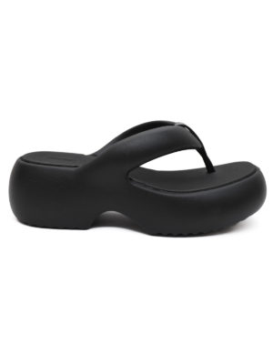 Melissa | Free Fuzzy AD black toe post flatform sandals