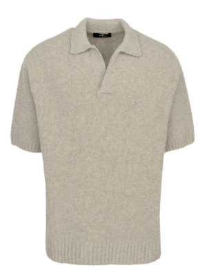 Represent | Boucle textured beige knit polo shirt