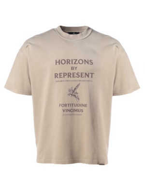Represent | Horizons beige text-print t-shirt
