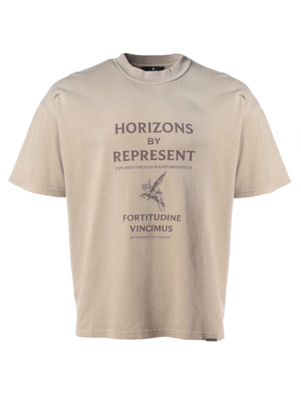 Represent | Horizons beige text-print t-shirt