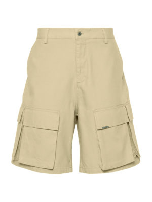 Represent | Baggy beige cotton cargo shorts