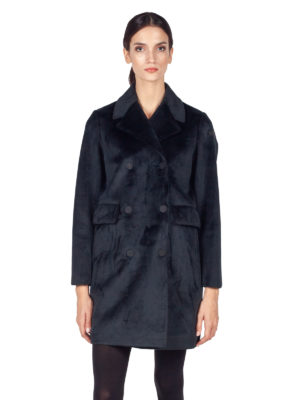 RRD | W24541/10 Velvet Neo 2P Wom black double-breasted coat