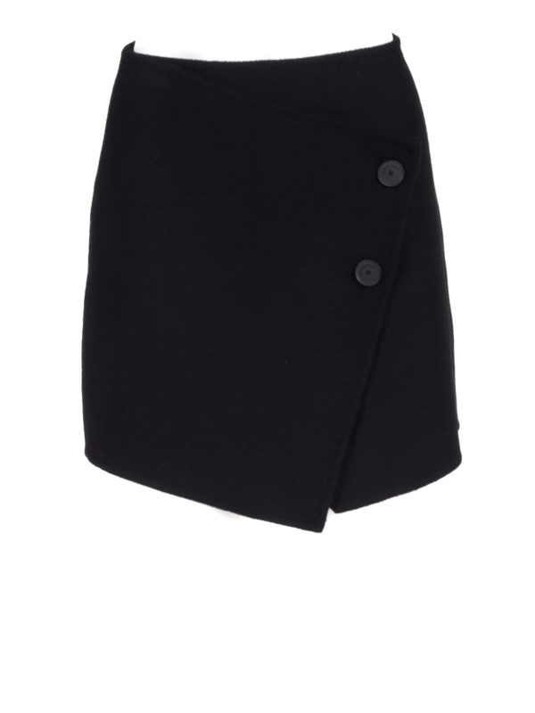 Liviana Conti | Black asymmetric wrapover mini skirt