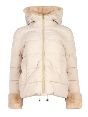 Emme by Marella | Avio beige faux-fur trim puffer jacket