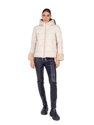 Emme by Marella | Avio beige faux-fur trim puffer jacket