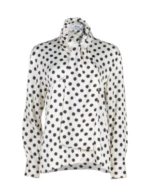 MSGM | Polka dot scarf-collar shirt