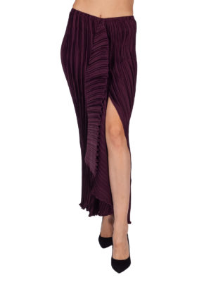 Daphne Valente | Mythos dark purple side overlay pleated skirt