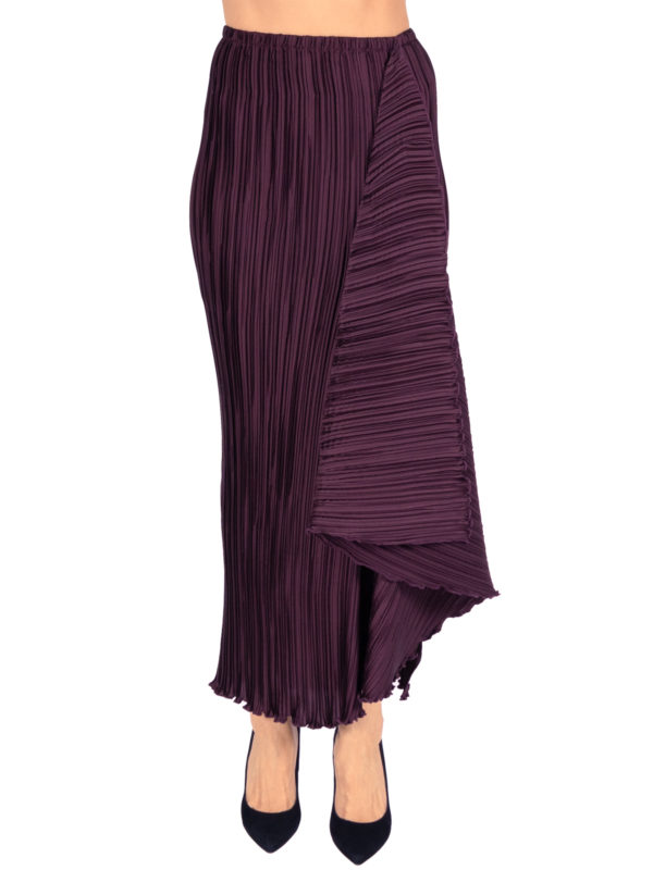 Daphne Valente | Mythos dark purple side overlay pleated skirt