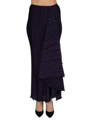 Daphne Valente | Mythos dark blue side overlay pleated skirt