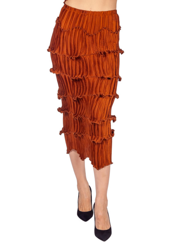 Daphne Valente | Mahogany tiered rufffle pleated skirt