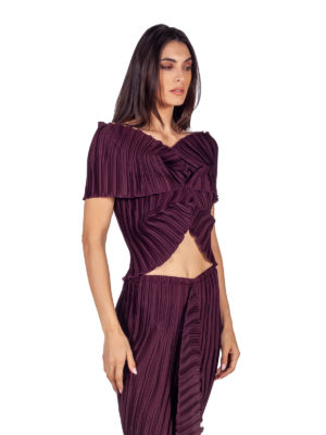 Daphne Valente | X dark purple off shoulder pleated top