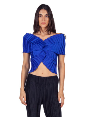 Daphne Valente | X blue off shoulder pleated top