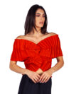 Daphne Valente | X orange off shoulder pleated top - Image 3
