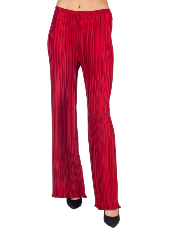 Daphne Valente | Iris dark red wide-leg pleated trousers