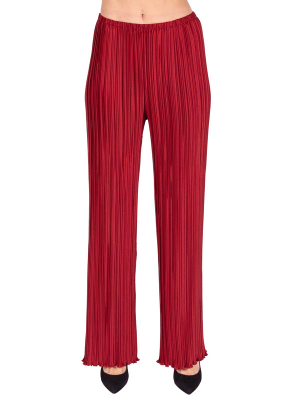 Daphne Valente | Iris dark red wide-leg pleated trousers