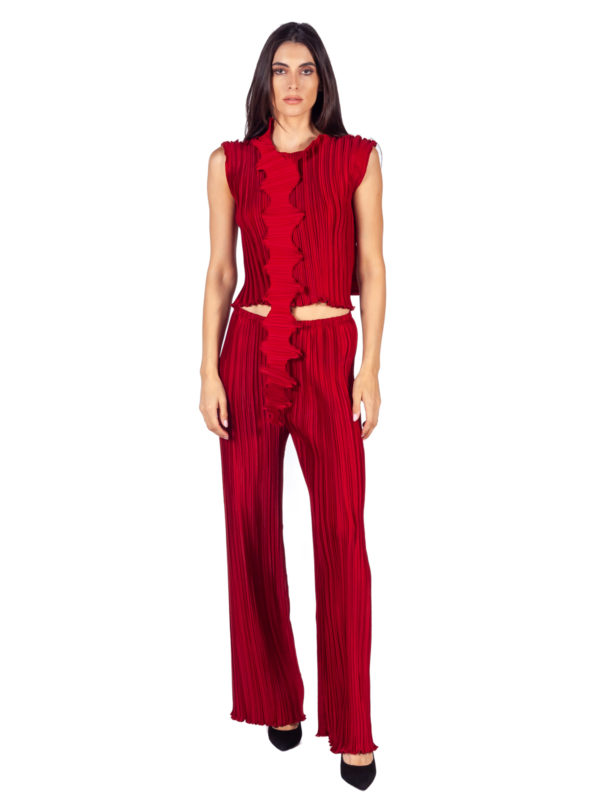 Daphne Valente | Iris dark red wide-leg pleated trousers - Image 2