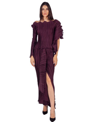 Daphne Valente | Waves dark purple side overlay pleated top