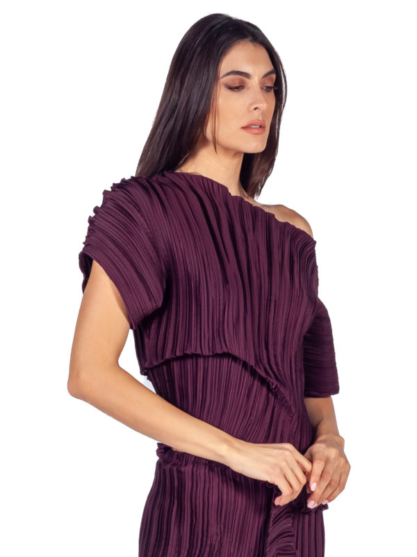 Daphne Valente | Ambrosia dark purple gathered-side pleated top