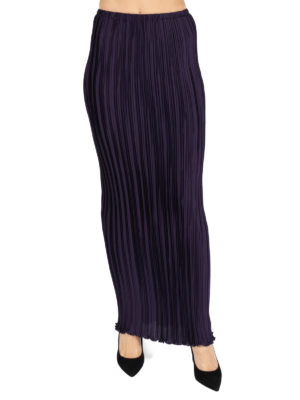 Daphne Valente | Delphos dark blue pleated maxi skirt