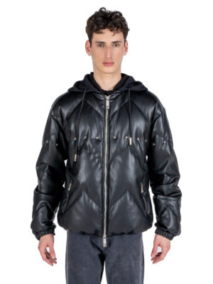 John Richmond | Faux leather quilted puffer jacket