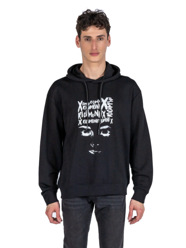 Richmond X | Black text-print hoodie