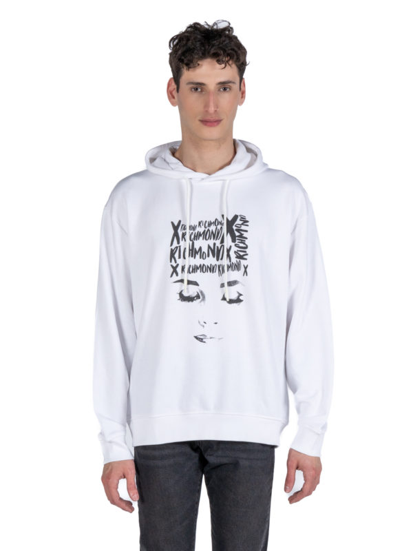 Richmond X | White text-print hoodie