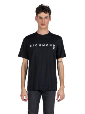 Richmond X | Black rubberised-logo t-shirt