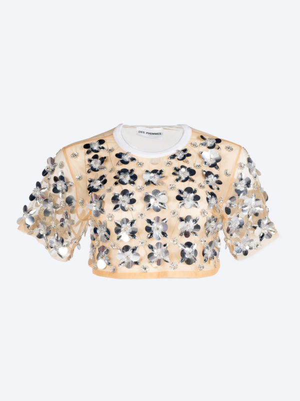 Des Phemmes | Sequin-embellished cropped top - Image 5