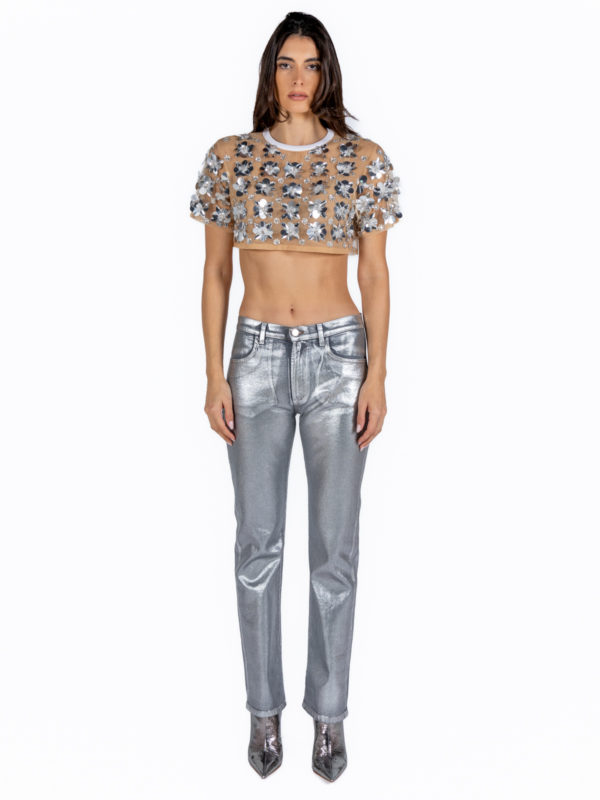 Des Phemmes | Sequin-embellished cropped top