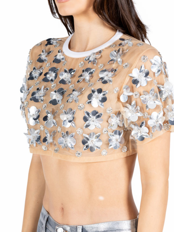 Des Phemmes | Sequin-embellished cropped top - Image 2