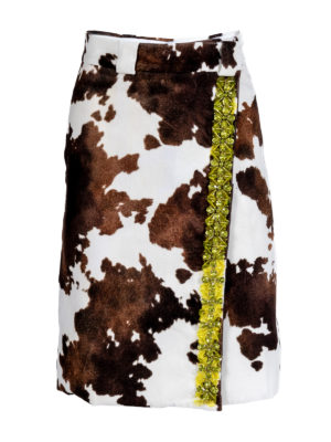 Des Phemmes | Cow print asymmetric wrapover skirt