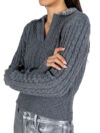 Des Phemmes | Cable knit sweater with rhinestone collar - Image 5